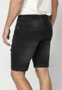 Koroshi Bermuda Cowboy Strecth Regular Fit- Shorts Vaqueros - Denim Black Denim -Solid Ventas 11392b48a7294375b31641c414688a36