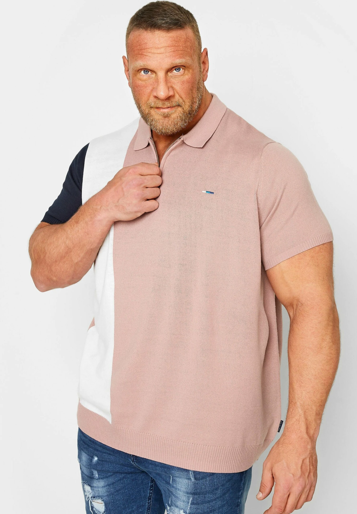 Stripe- Polo - Pink 3 Stripe- Polo - Pink