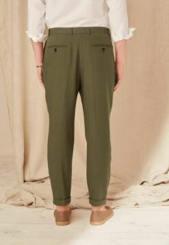 Next Pleated Front Tapered - Pantalones Chinos - Khaki Green