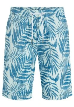 TOM TAILOR Denim Shorts - Aqua Big Watery Leaves Print