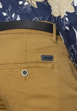 Lindbergh Classic Stretch Belt - Pantalones Chinos - Mid Brown -Solid Ventas 37c61e61941d49109d4d341748459edb