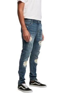 URBAN CLASSICS Heavy Destroyed Slim Fit Jeans - Vaqueros Slim Fit - Blue Heavy Destroyed Washed -Solid Ventas 579052486819436886e58d6d62ea72be
