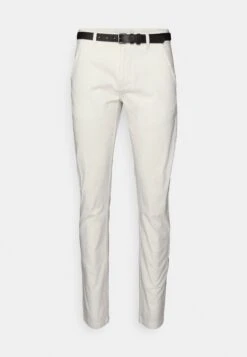 Lindbergh Classic Stretch Belt - Pantalones Chinos - Cream White -Solid Ventas 86feb526aa1e494493d5749bb07babd6