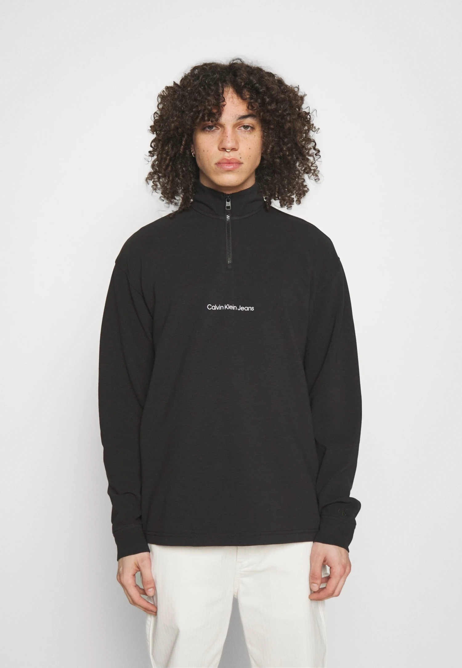 Calvin Klein Jeans Instit Half Zip Ottoman - Camiseta De Manga Larga -Black 3 Calvin Klein Jeans Instit Half Zip Ottoman - Camiseta De Manga Larga -Black