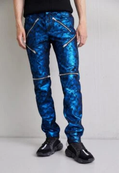 MOSCHINO Trousers - Pantalón De Cuero - Fantasy Blue
