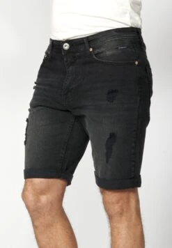 Koroshi Bermuda Cowboy Strecth Regular Fit- Shorts Vaqueros - Denim Black Denim -Solid Ventas ad2d773f5e3846b587270bd16a6dddaf