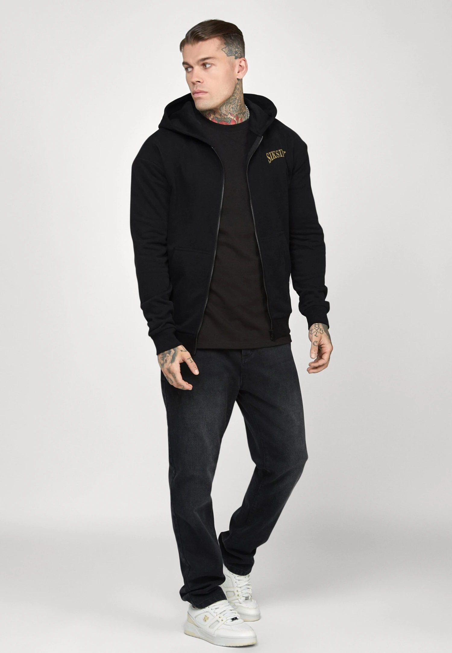 SikSilk Crest Logo Zip Through Hoodie - Sudadera Con Cremallera - Black 4 SikSilk Crest Logo Zip Through Hoodie - Sudadera Con Cremallera - Black - Imagen 2